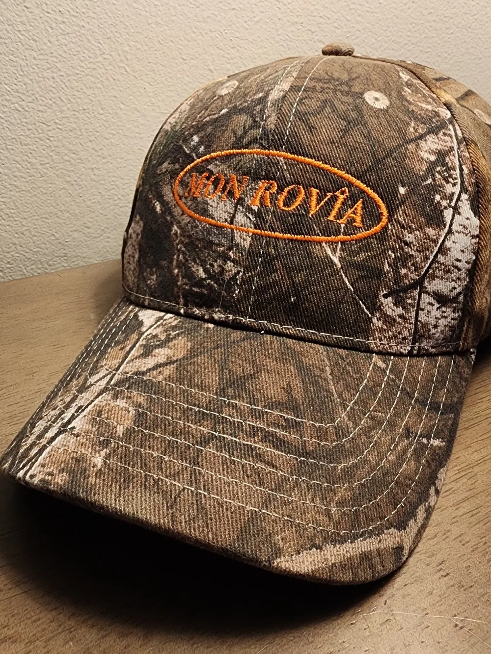 Realtree Camouflage Baseball Cap with Orange Embroidery